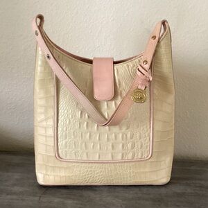 Rare Find! Brahmin cream and white shoulder bag.